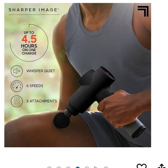 SHARPER IMAGE Powerboost Deep Tissue Massager Massage Gun with 5 Attachments - Picture 4 of 9
